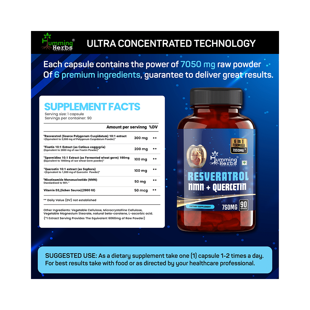 Humming Herbs Resveratrol Nmn + Quercetin Capsule (90 Each) - Image 5