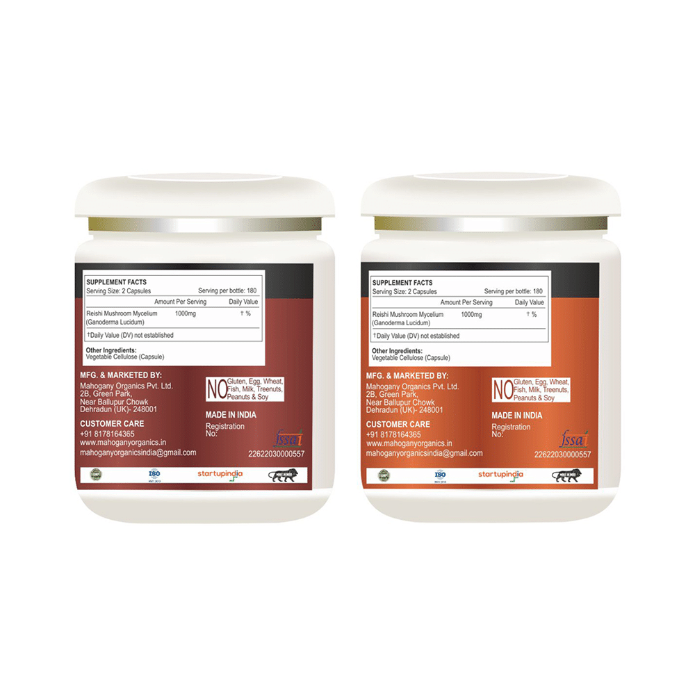 Mahogany Combo Pack of Reishi Mushroom Extract (RG) & Reishi Mushroom Mycelium (GL) Capsule (360 Each) - Image 3