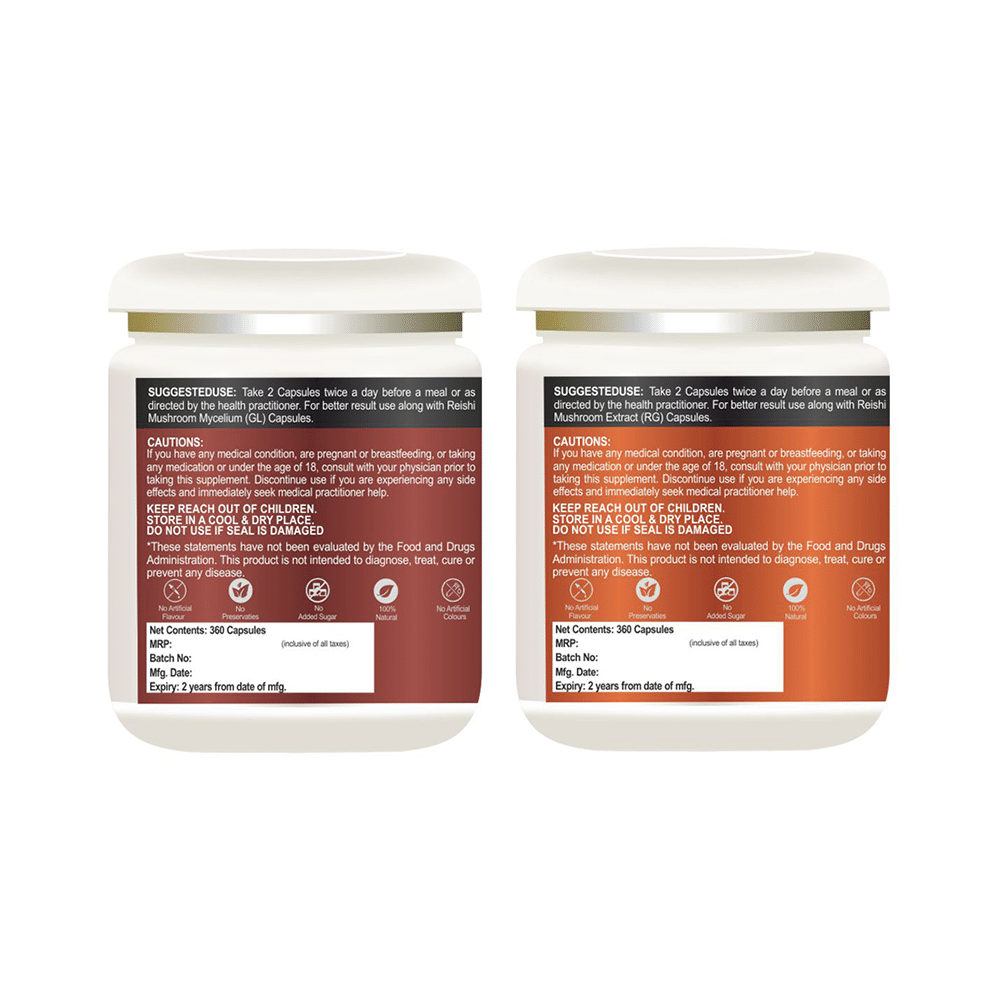 Mahogany Combo Pack of Reishi Mushroom Extract (RG) & Reishi Mushroom Mycelium (GL) Capsule (360 Each) - Image 2