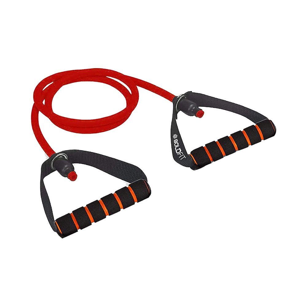 Boldfit Resistance Tube with Foam Handles, Door Anchor for Exercise & Stretching Red 10kg