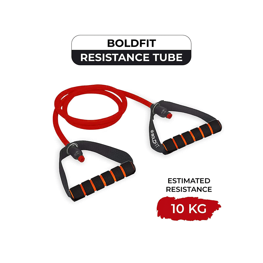 Boldfit Resistance Tube with Foam Handles, Door Anchor for Exercise & Stretching Red 10kg - Image 3