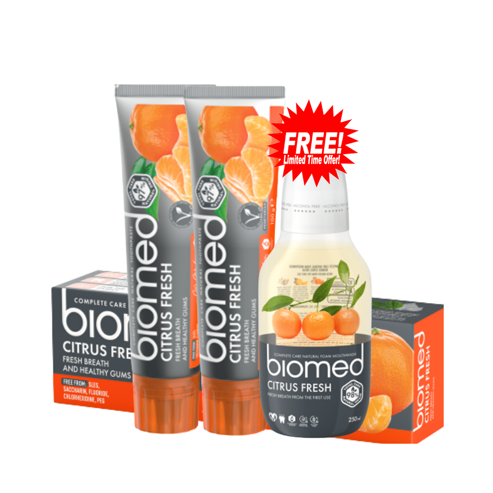 Biomed Complete Care Natural Toothpaste (100gm Each) Citrus Fresh Buy 2 Get 1 Biomed Citrus Fresh Mouthwash Free - Image 2