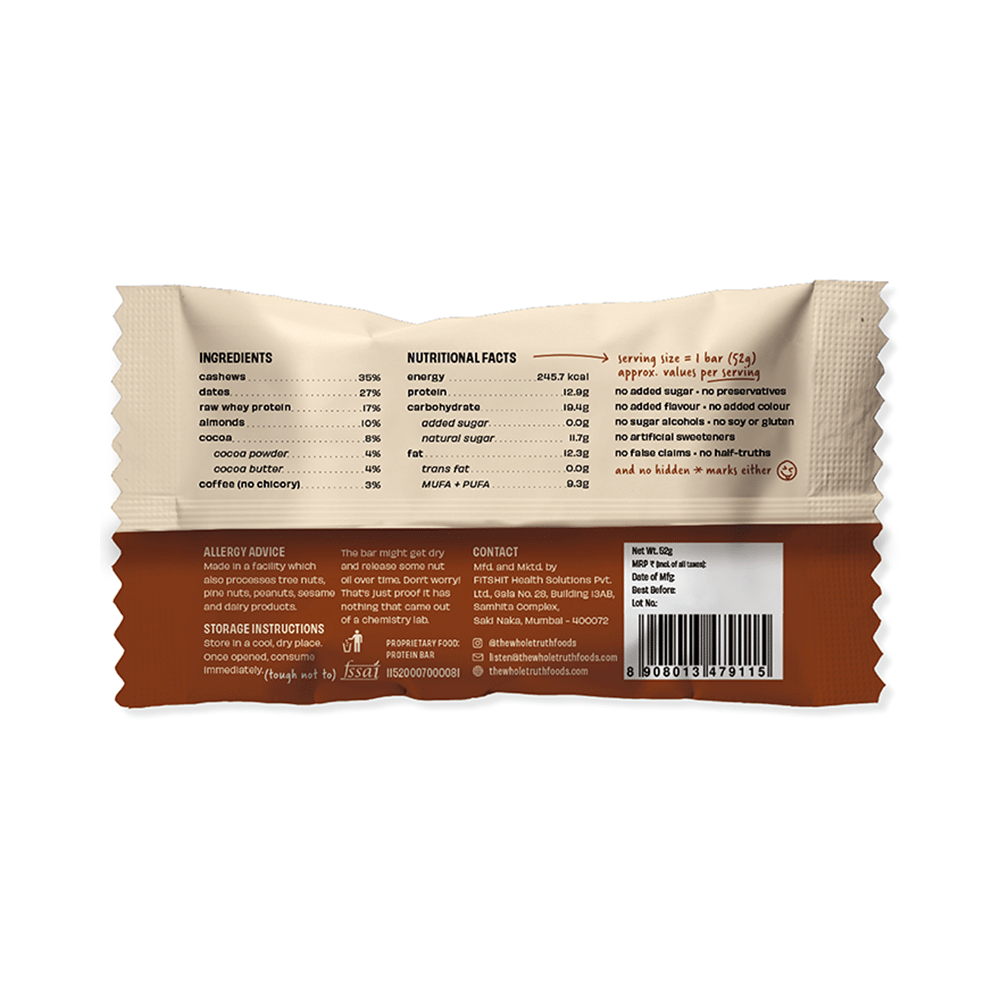 The Whole Truth Protein Bar (52gm Each) | Coffee Cocoa - Image 2