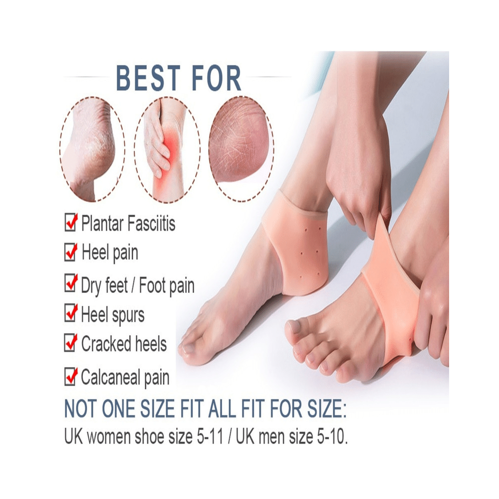 Agarwals Soft & Comfy Silicone Gel Heel Pad Foot Protector Socks for Pain Relief (1 Pair) - Image 3