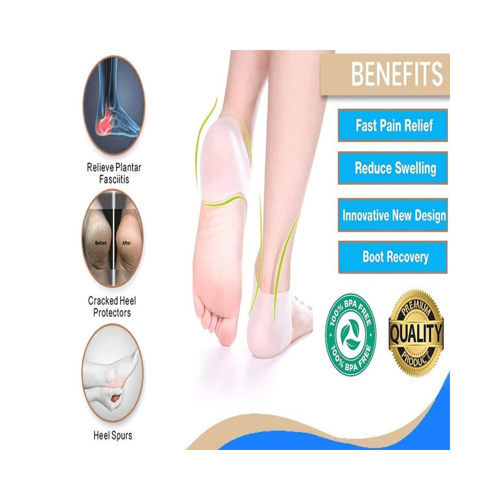 Agarwals Soft & Comfy Silicone Gel Heel Pad Foot Protector Socks for Pain Relief (1 Pair) - Image 4
