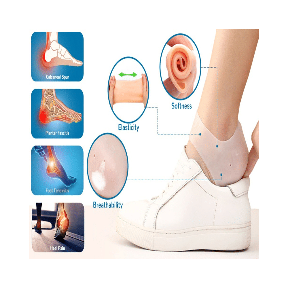 Agarwals Soft & Comfy Silicone Gel Heel Pad Foot Protector Socks for Pain Relief (1 Pair) - Image 5