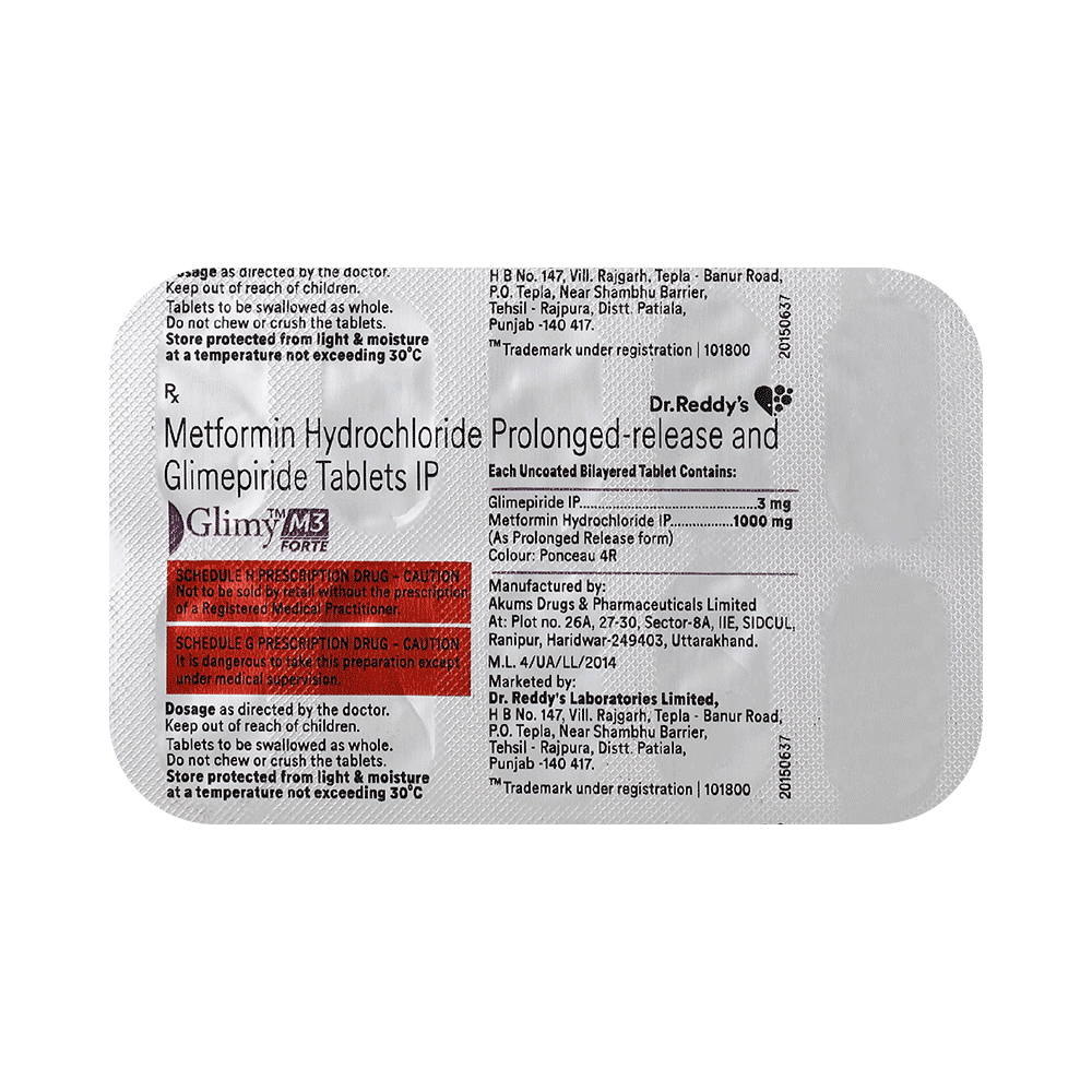 Glimy M Forte 3mg/1000mg Tablet