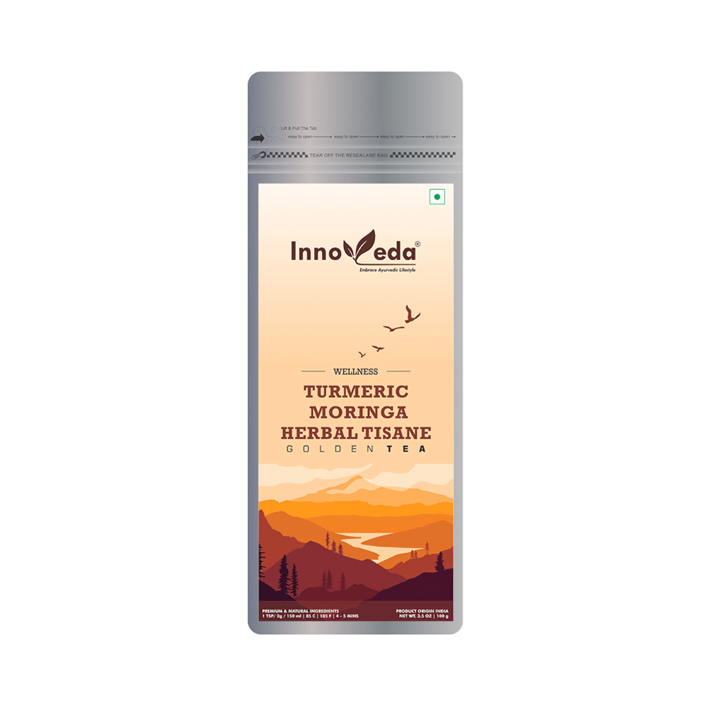 Innoveda Wellness Turmeric Moringa Herbal Tisane Golden Tea - Image 1