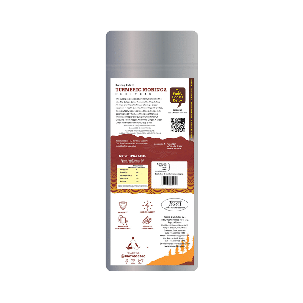 Innoveda Wellness Turmeric Moringa Herbal Tisane Golden Tea - Image 2