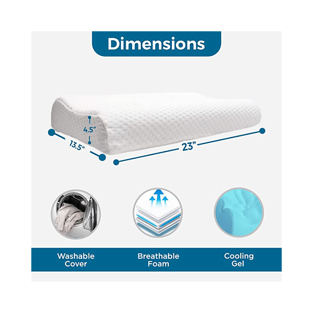 Sleepsia Cervical Contour Memory Foam Gel Pillow with Washable Cover White - Image 6