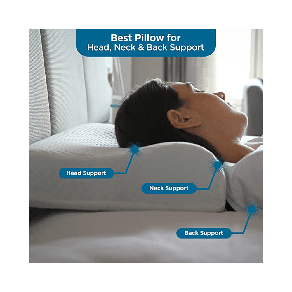 Sleepsia Cervical Contour Memory Foam Gel Pillow with Washable Cover White - Image 3