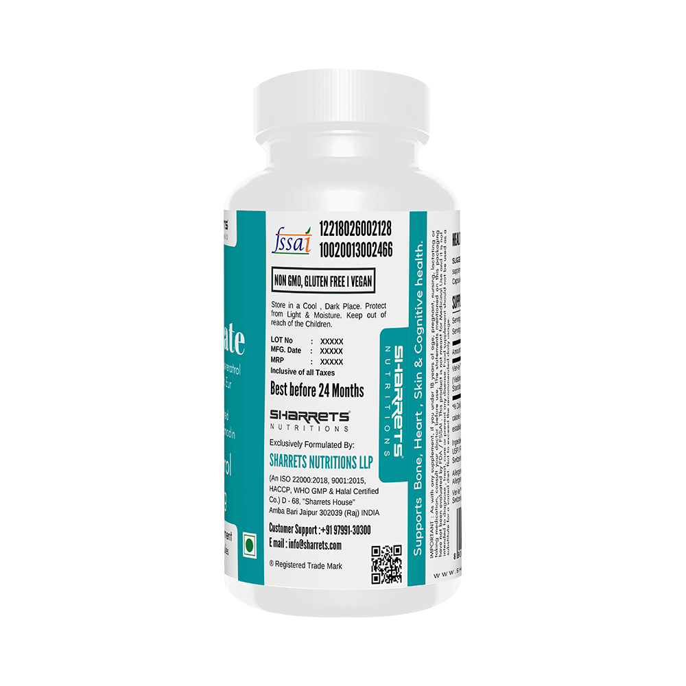 Sharrets Nutritions Resonate Resveratrol 1000mg Vegan Capsule - Image 2