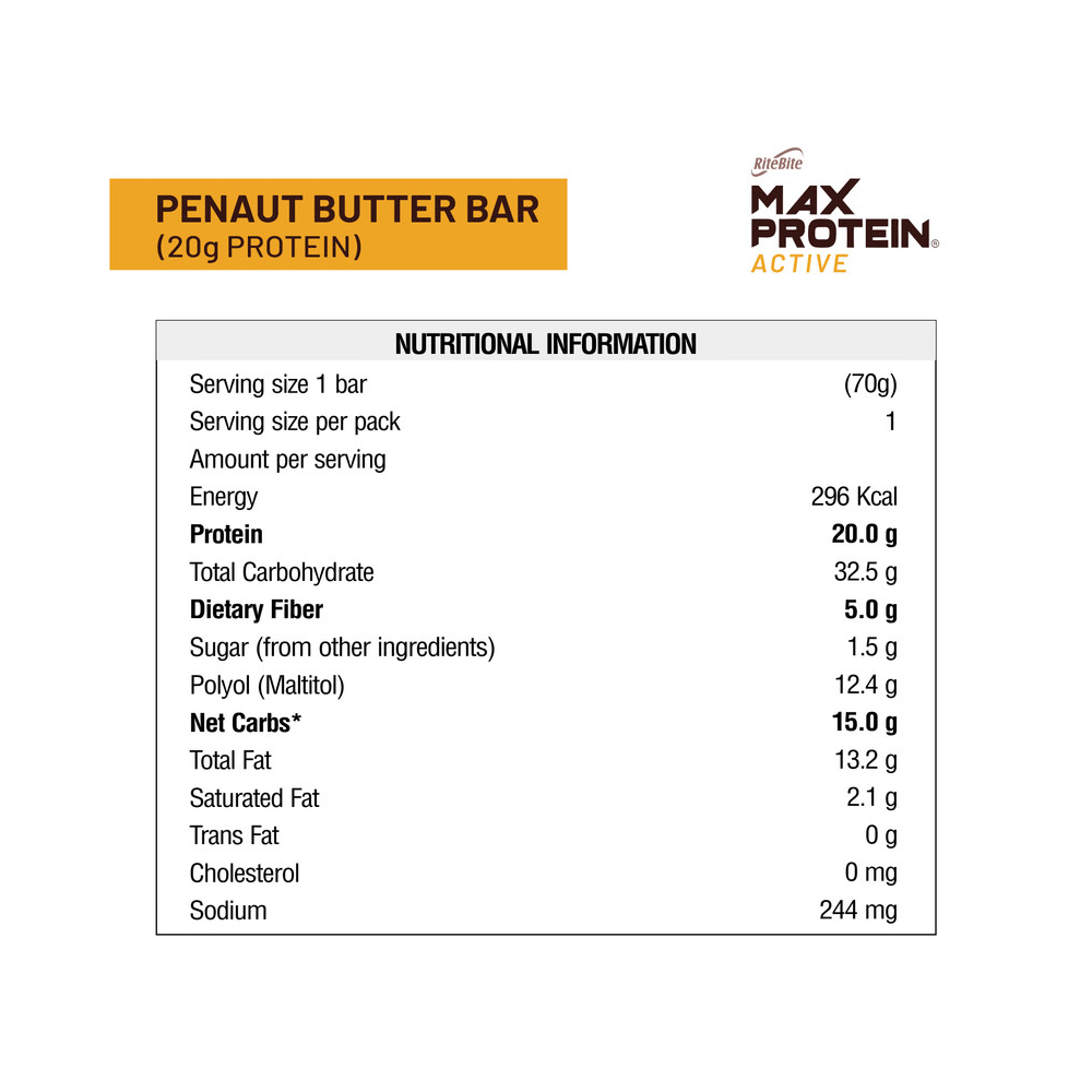 RiteBite Max Protein Active 20 gm Protein  Bar (70gm Each) Peanut Butter - Image 6