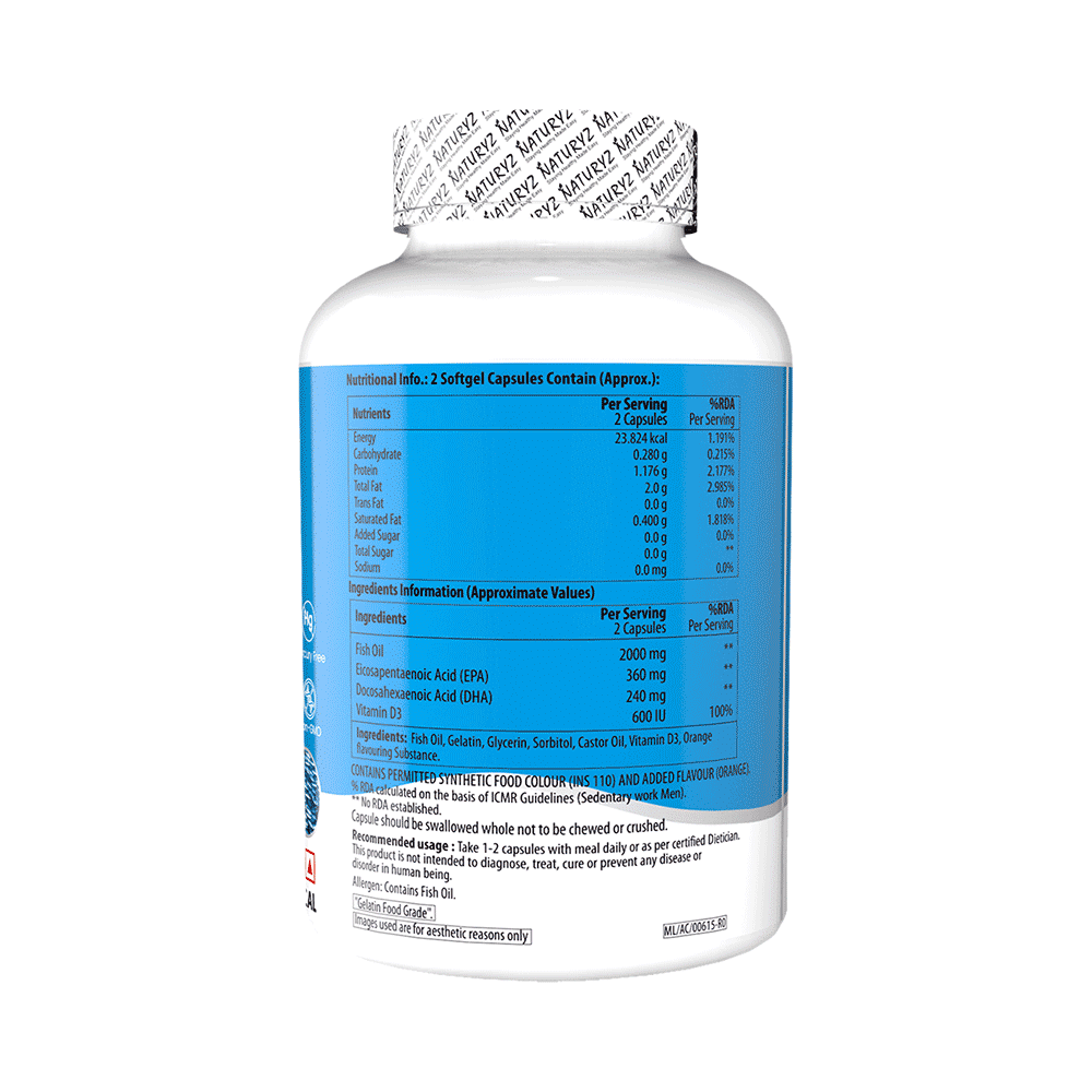 Naturyz Burpfree Nano Omega 3 Fish Oil with Vitamin D3 Softgel Capsule - Image 2