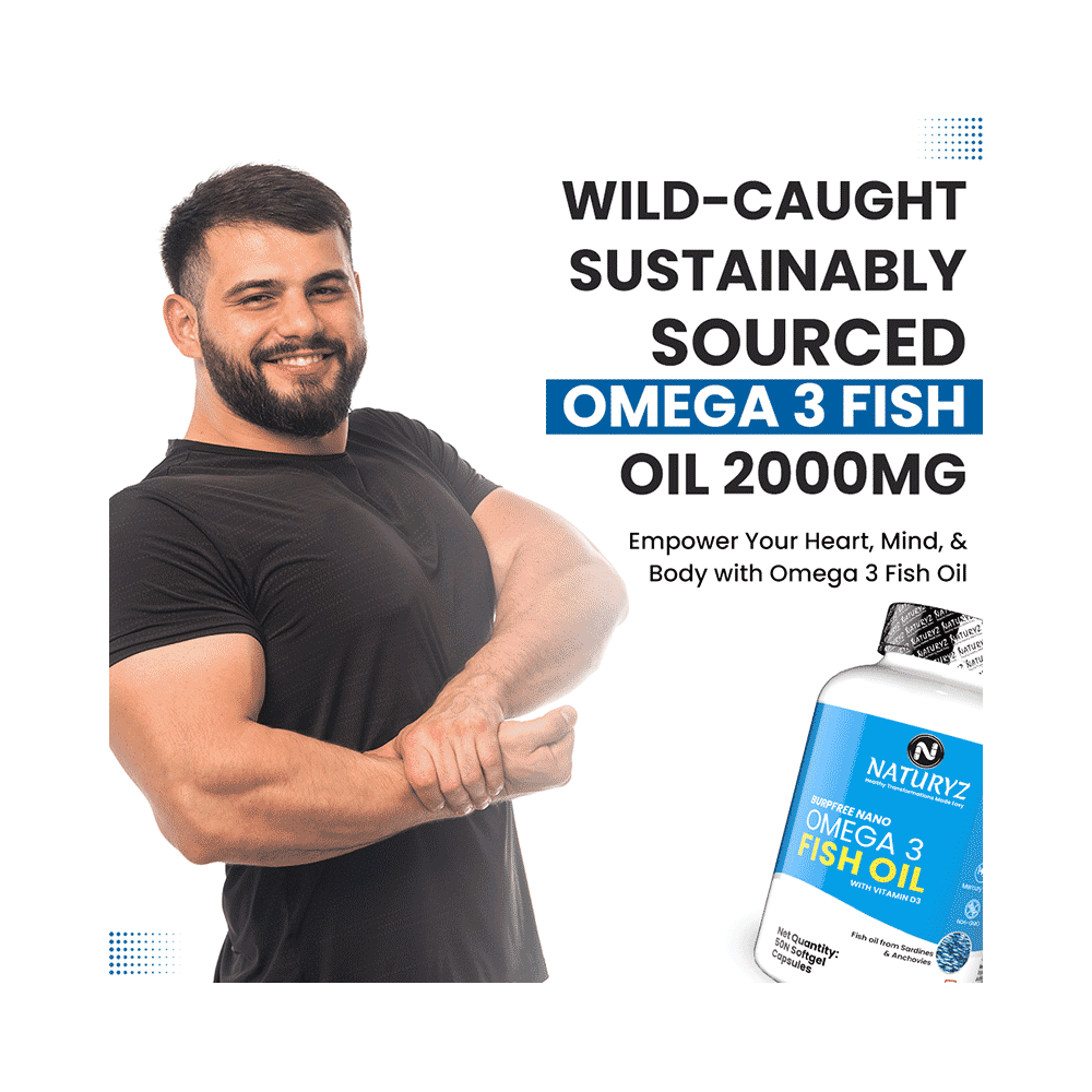 Naturyz Burpfree Nano Omega 3 Fish Oil with Vitamin D3 Softgel Capsule - Image 9
