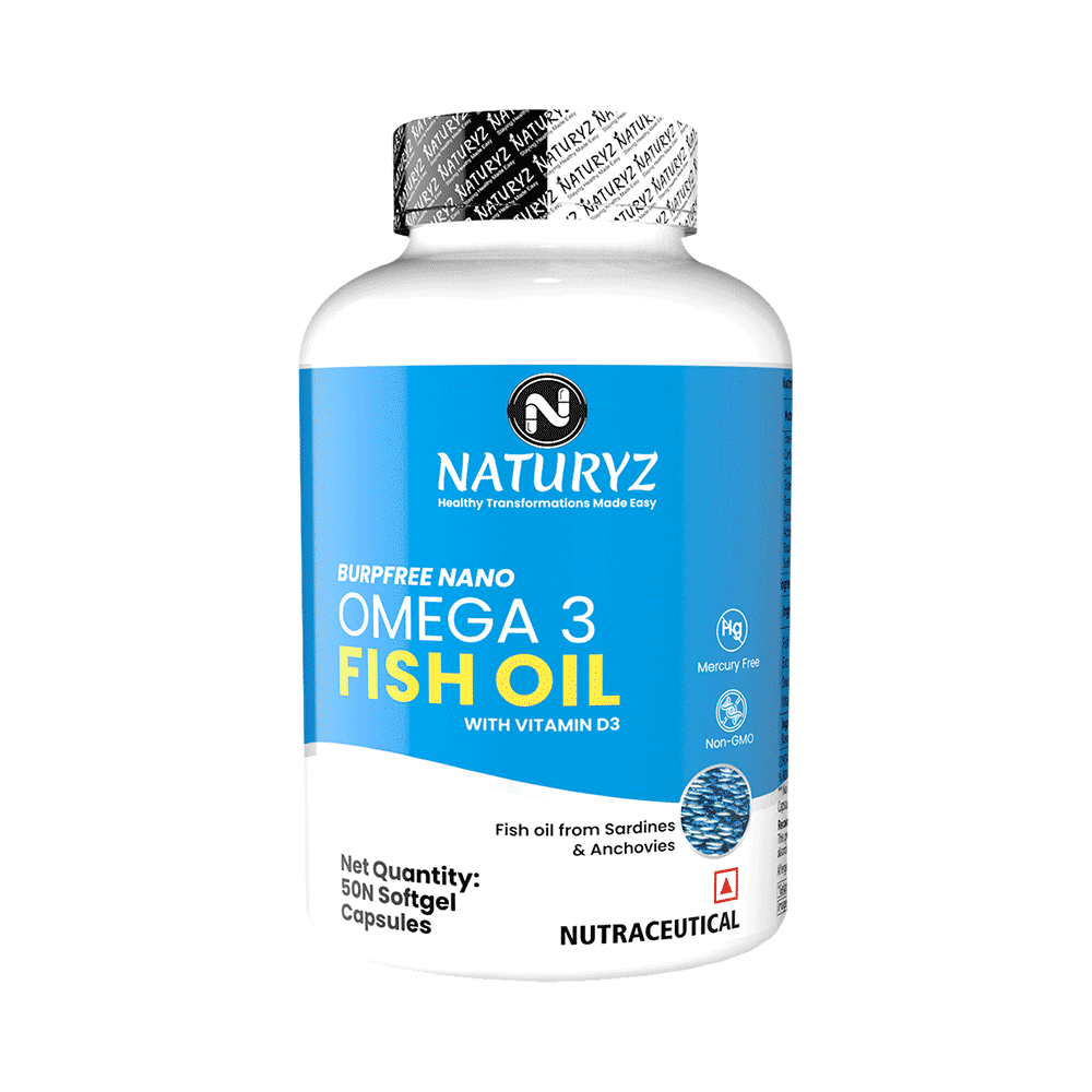 Naturyz Burpfree Nano Omega 3 Fish Oil with Vitamin D3 Softgel Capsule - Image 1