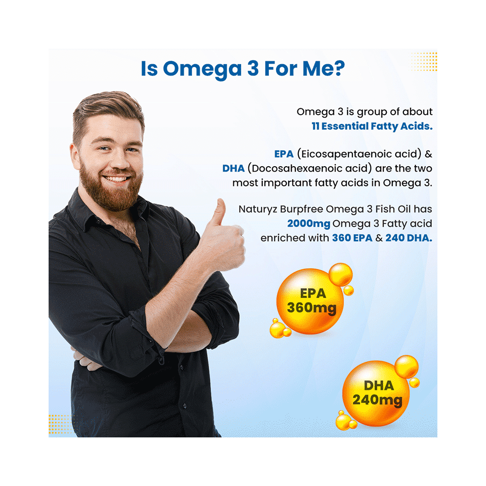 Naturyz Burpfree Nano Omega 3 Fish Oil with Vitamin D3 Softgel Capsule - Image 10