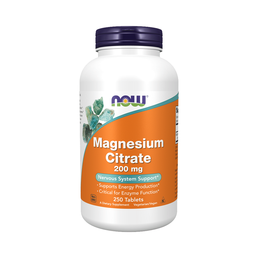 Now Foods Magnesium Citrate 200mg for Energy, Enzyme Action & Nervous System Support | Vegetarian Tablet