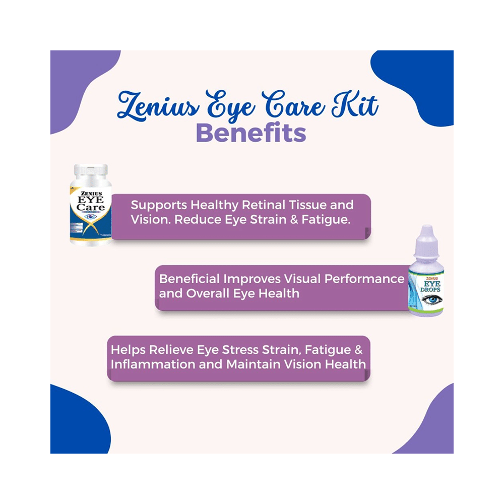 Zenius Eye Care Kit for Eye Health, Vision Care (60 Capsule and 10ML Drop) - Image 2