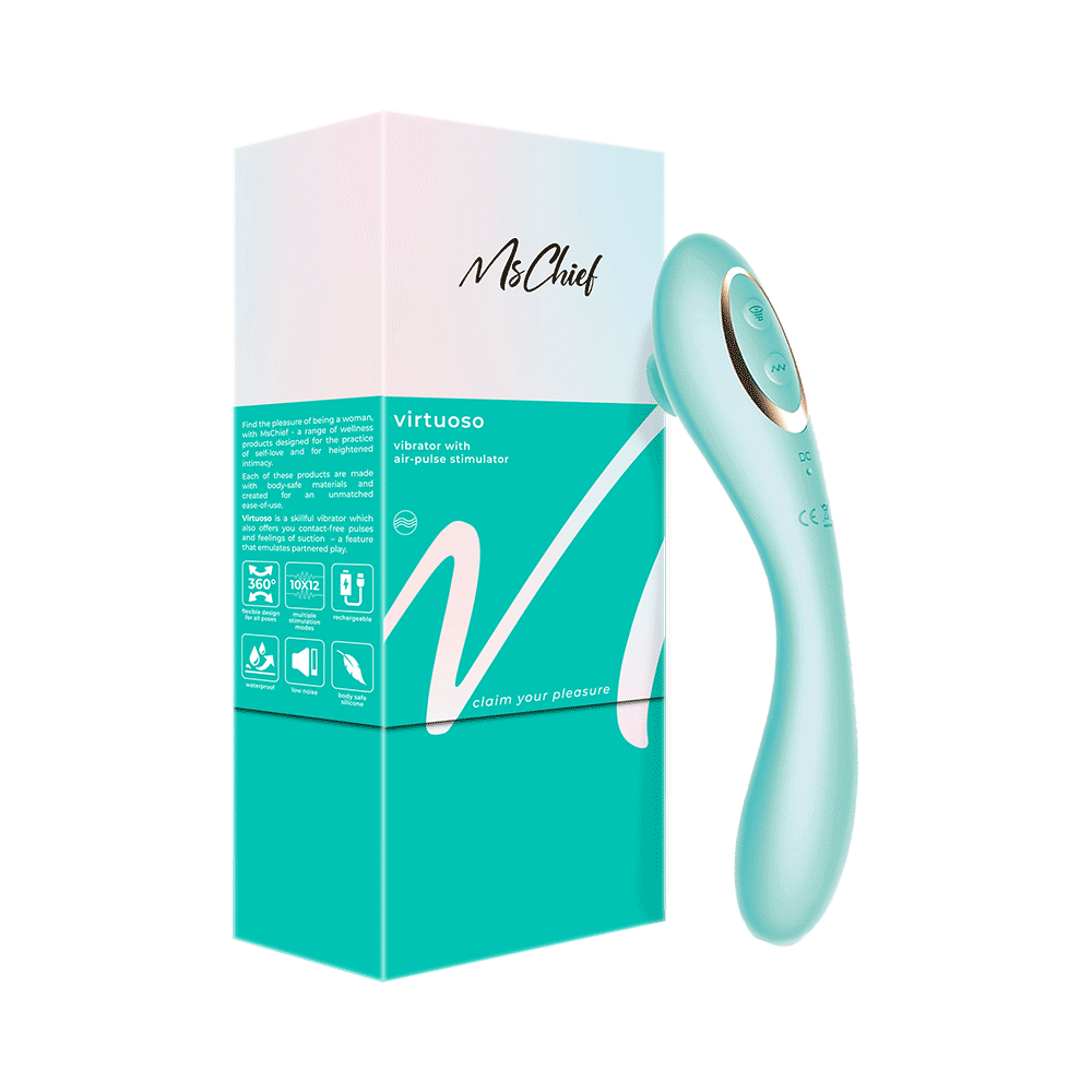 MsChief Virtuoso Vibrator with Air-Pulse Stimulator Turquoise