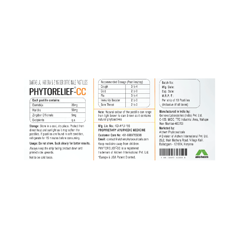 Phytorelief-CC Immunity Lozenges for Cough, Cold & Sore Throat (10 Each) | Sugar Free - Image 2