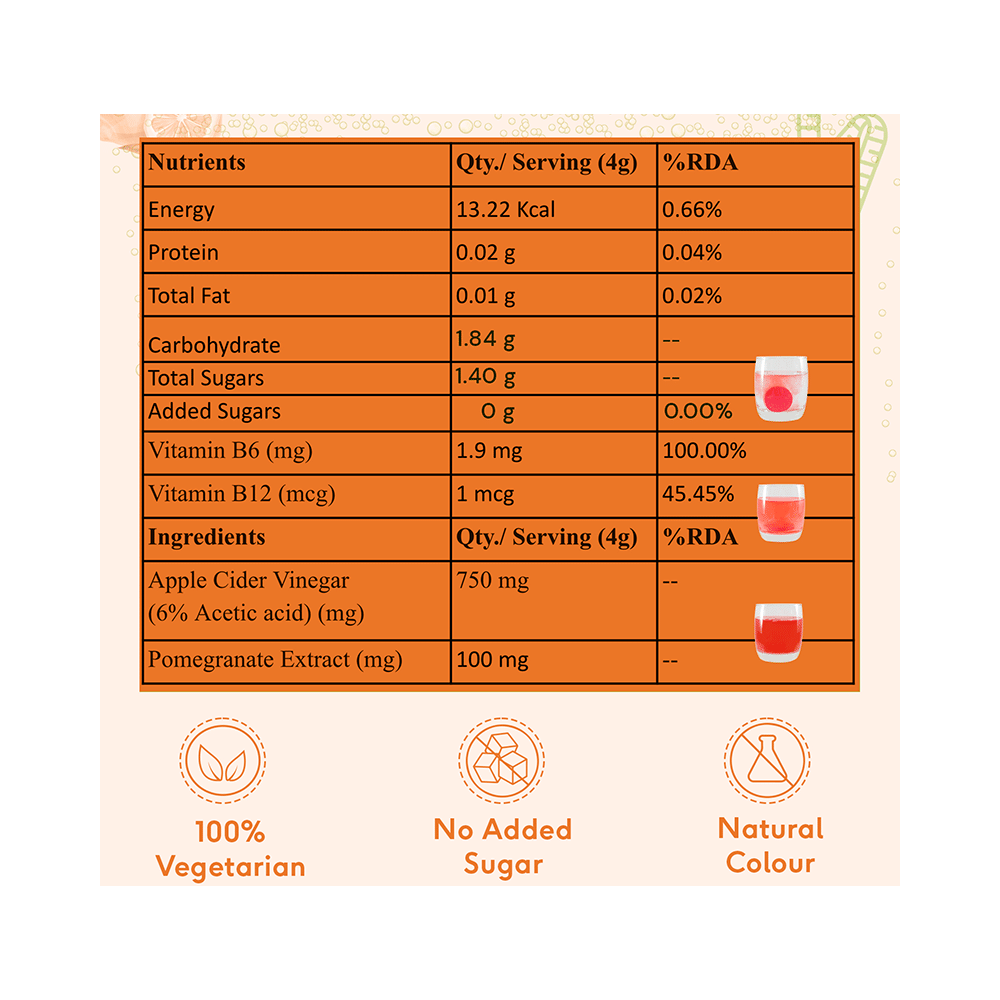 HK Vitals Apple Cider Vinegar for Weight Management & Gut Health Effervescent Tablet Orange - Image 5