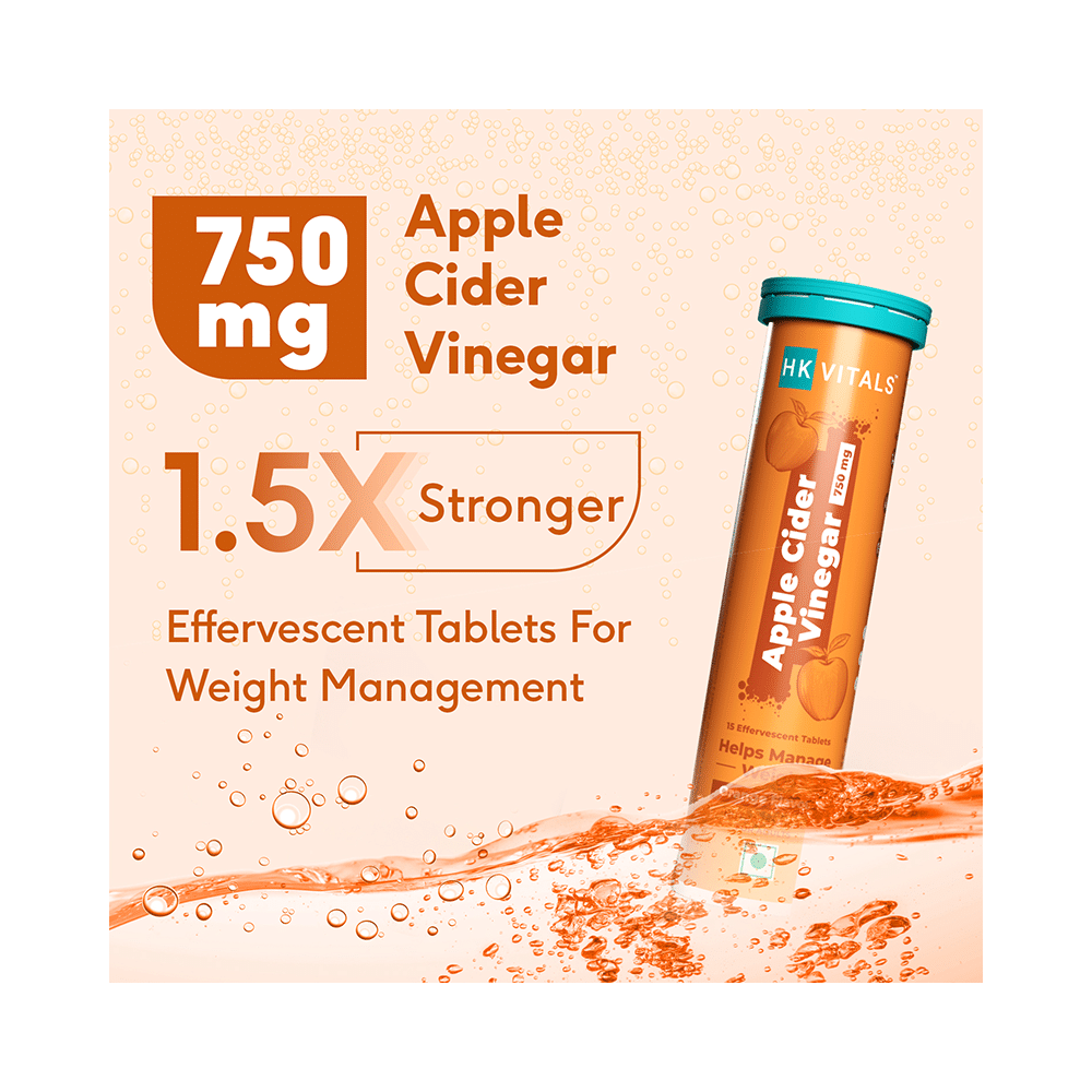 HK Vitals Apple Cider Vinegar for Weight Management & Gut Health Effervescent Tablet Orange - Image 6