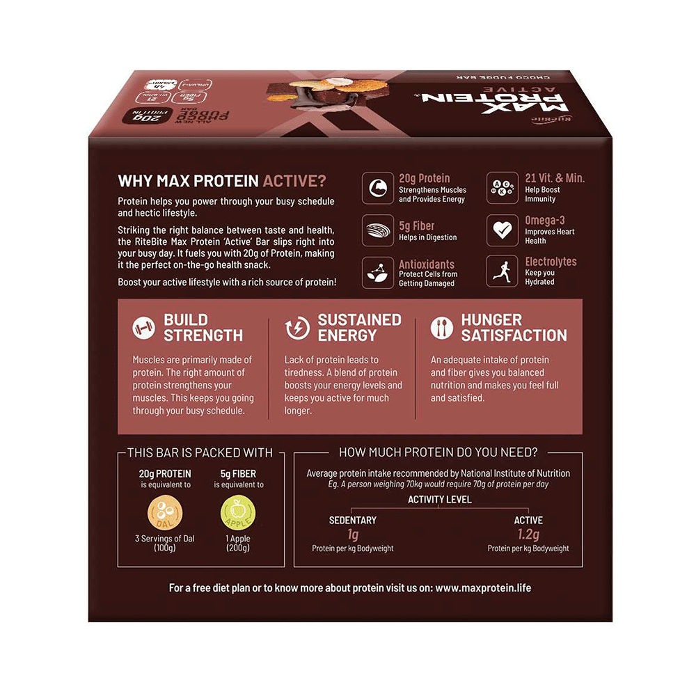 RiteBite Max Protein Active 20g Protein Bar Choco Fudge - Image 2