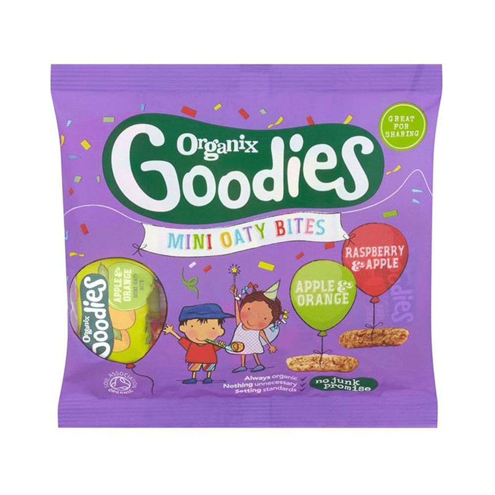 Organix Goodies Mini Oaty Bites (Apple & Orange + Rasberry & Apple) - Image 1