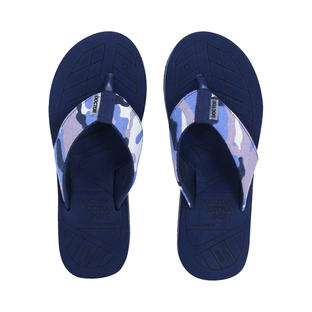 Doctor Extra Soft D 55 Camo Care Orthopaedic and Diabetic Adjustable Strap Super Comfort Flipflops for Men Navy 11 - Image 1