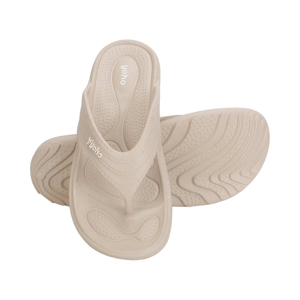 Yoho Lifestyle Acupressure Flip Flops for Women Beige 8 - Image 5
