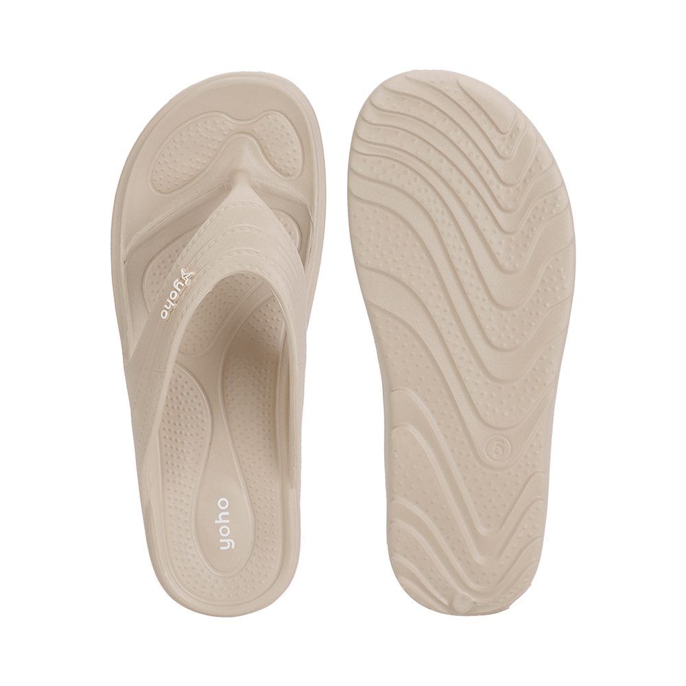 Yoho Lifestyle Acupressure Flip Flops for Women Beige 8 - Image 6