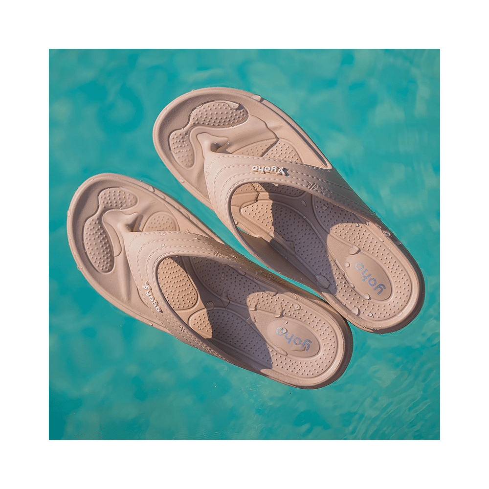 Yoho Lifestyle Acupressure Flip Flops for Women Beige 8 - Image 7