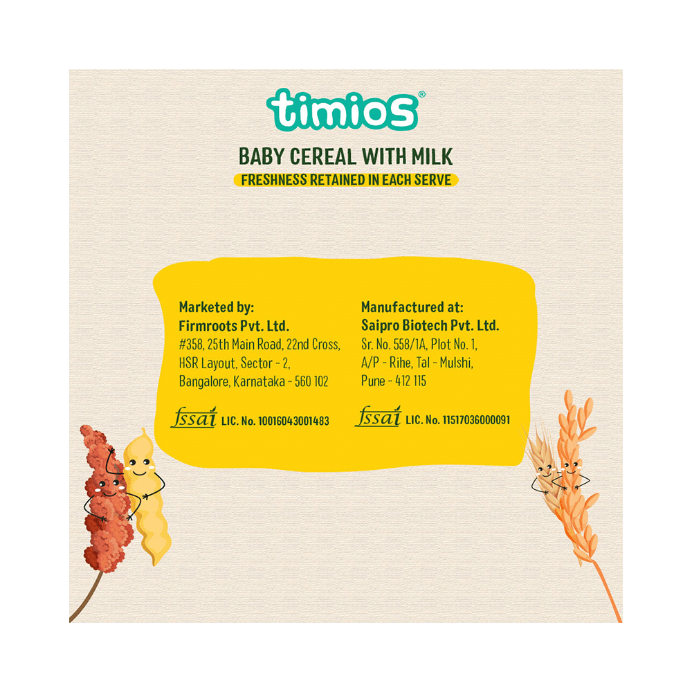 Timios Baby Cereal with Milk 8+ Months (25gm Each) Multigrain Veg - Image 8