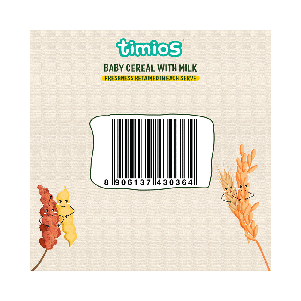 Timios Baby Cereal with Milk 8+ Months (25gm Each) Multigrain Veg - Image 9