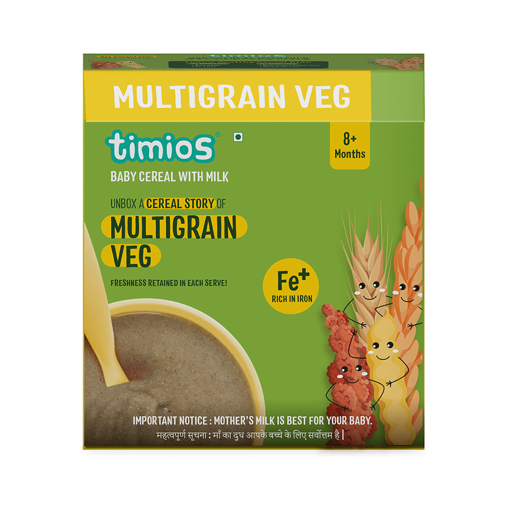 Timios Baby Cereal with Milk 8+ Months (25gm Each) Multigrain Veg