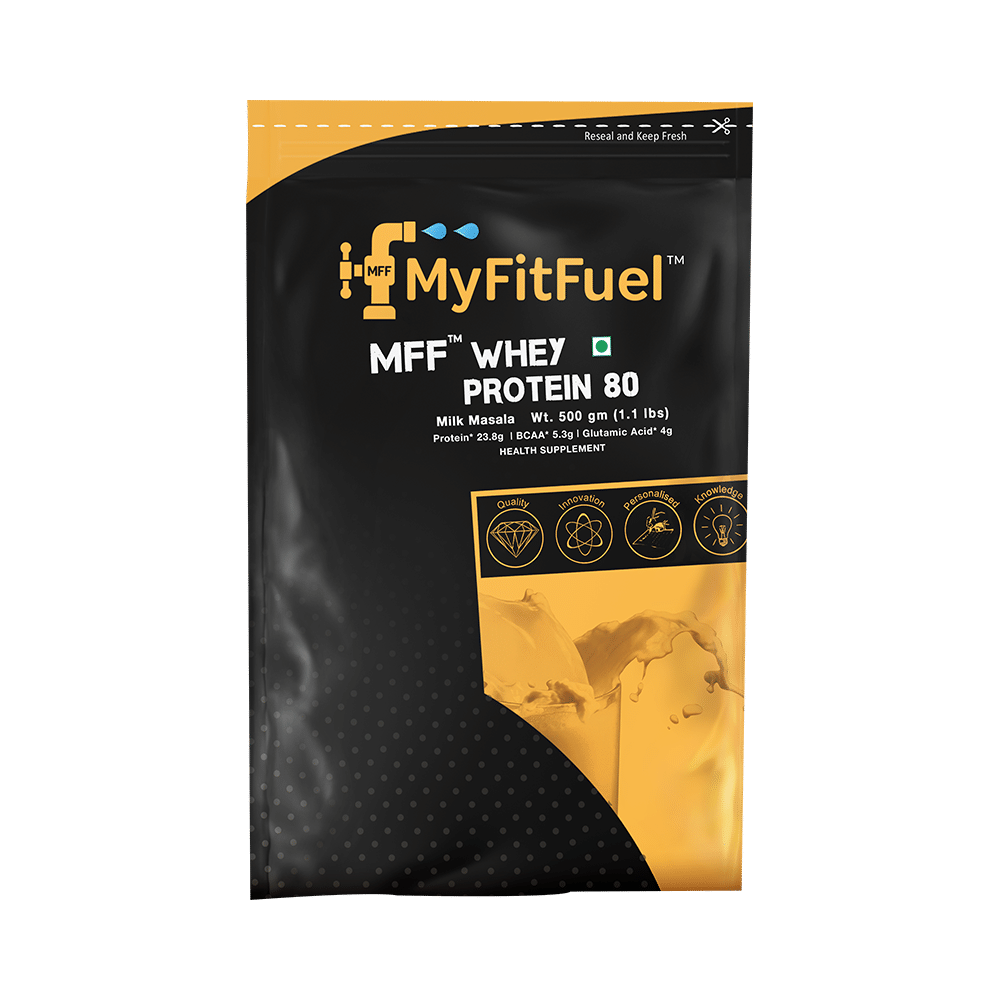 MyFitFuel Whey Protein 80 with Glutamic Acid for Muscle Recovery | Flavour Milk Masala - Image 1