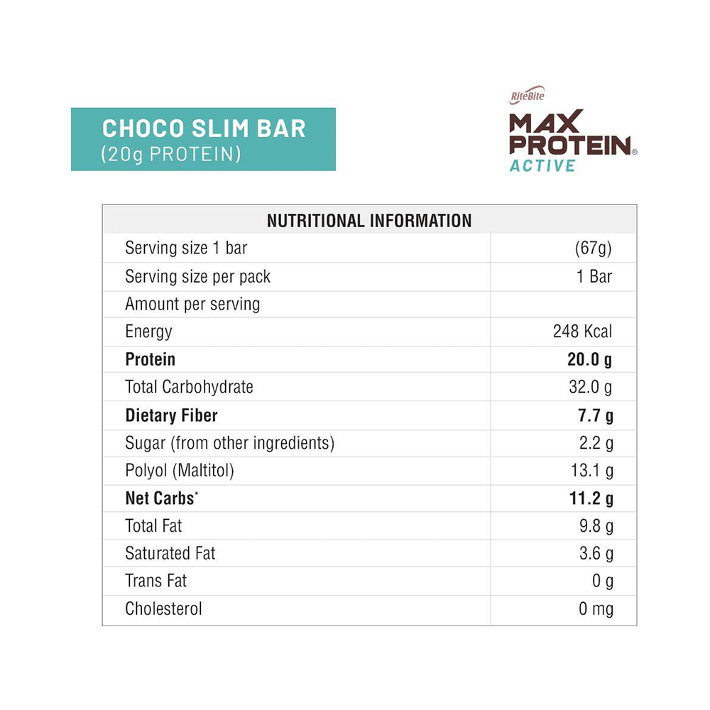 RiteBite Max Protein Active 20g Protein Bar Choco Slim - Image 4