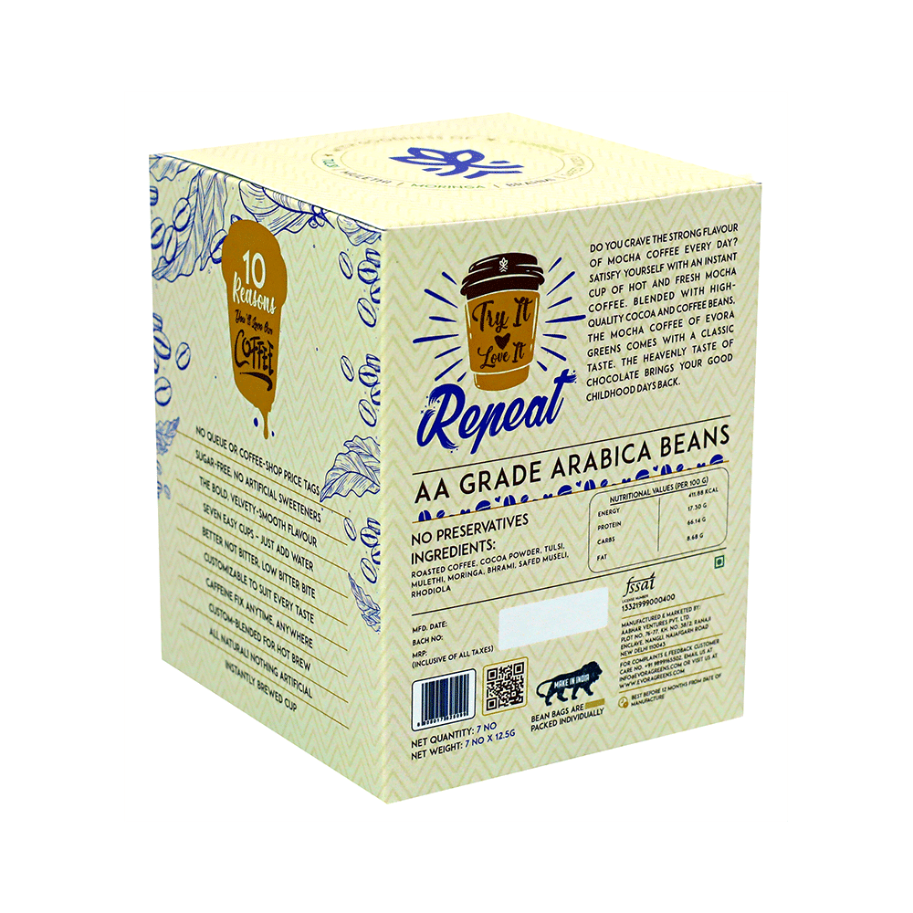 Evora Greens Easy Dip Coffee Bean Bag (12.5gm Each) Mocha - Image 2