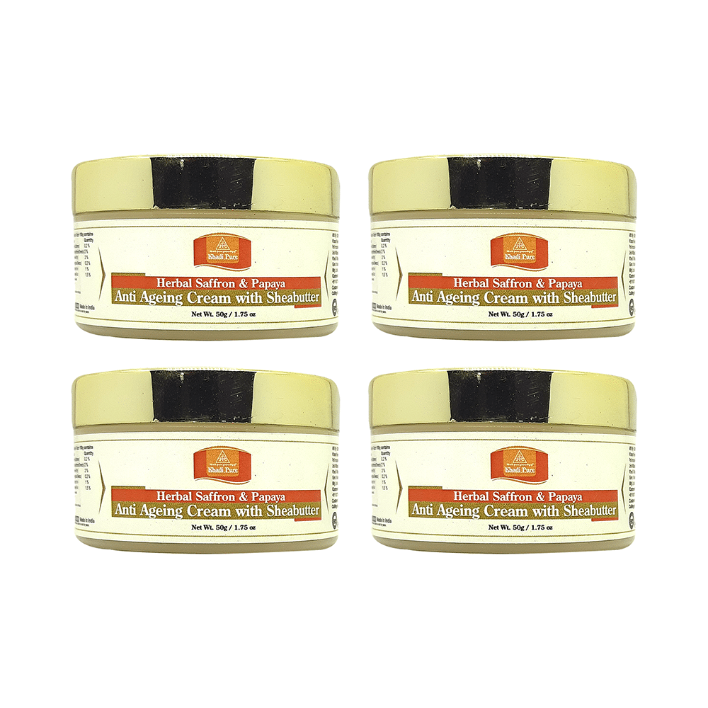 Khadi Pure Herbal Saffron & Papaya Anti Ageing Cream with Sheabutter (50gm Each) - Image 1