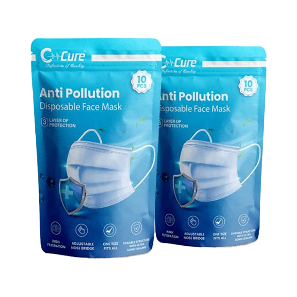 C Cure 3 Ply Anti Pollution Disposable Face Mask (10 Each) Blue - Image 1