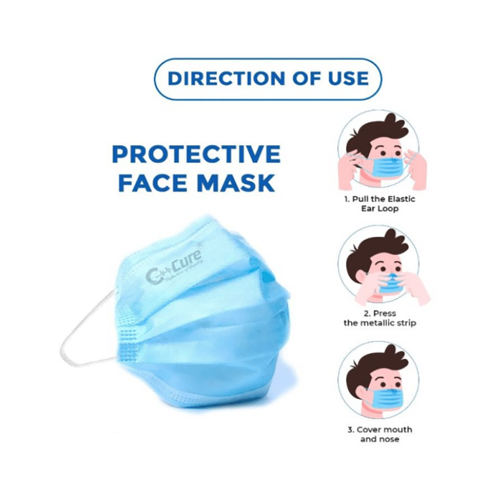C Cure 3 Ply Anti Pollution Disposable Face Mask (10 Each) Blue - Image 5