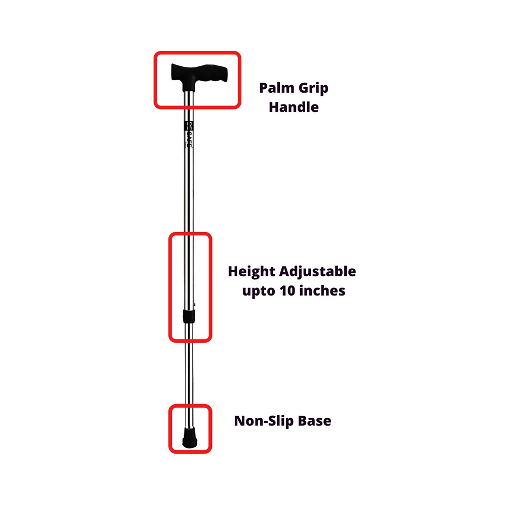 Be Safe Forever Adult Walking Cane Support Stick Height Adjustable Chrome Steel - Image 4