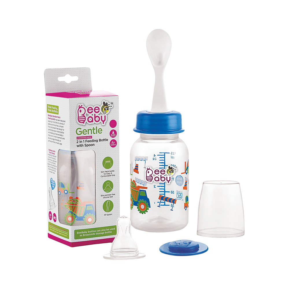 BeeBaby Easy - Start Baby Feeding Bottle with 2 Anti-Colic 8 months + Blue
