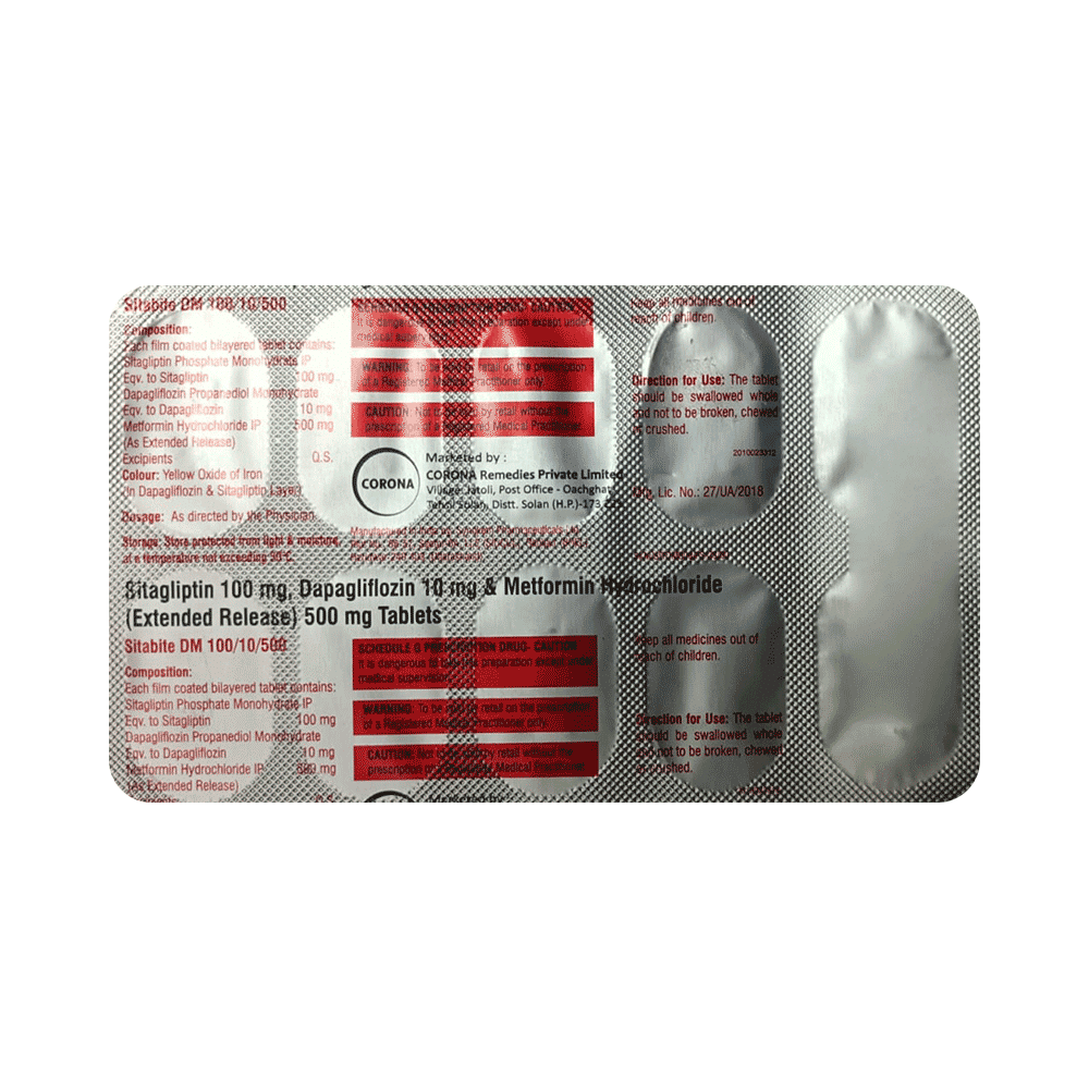 Sitabite DM 10mg/500mg/100mg Tablet ER - Image 1