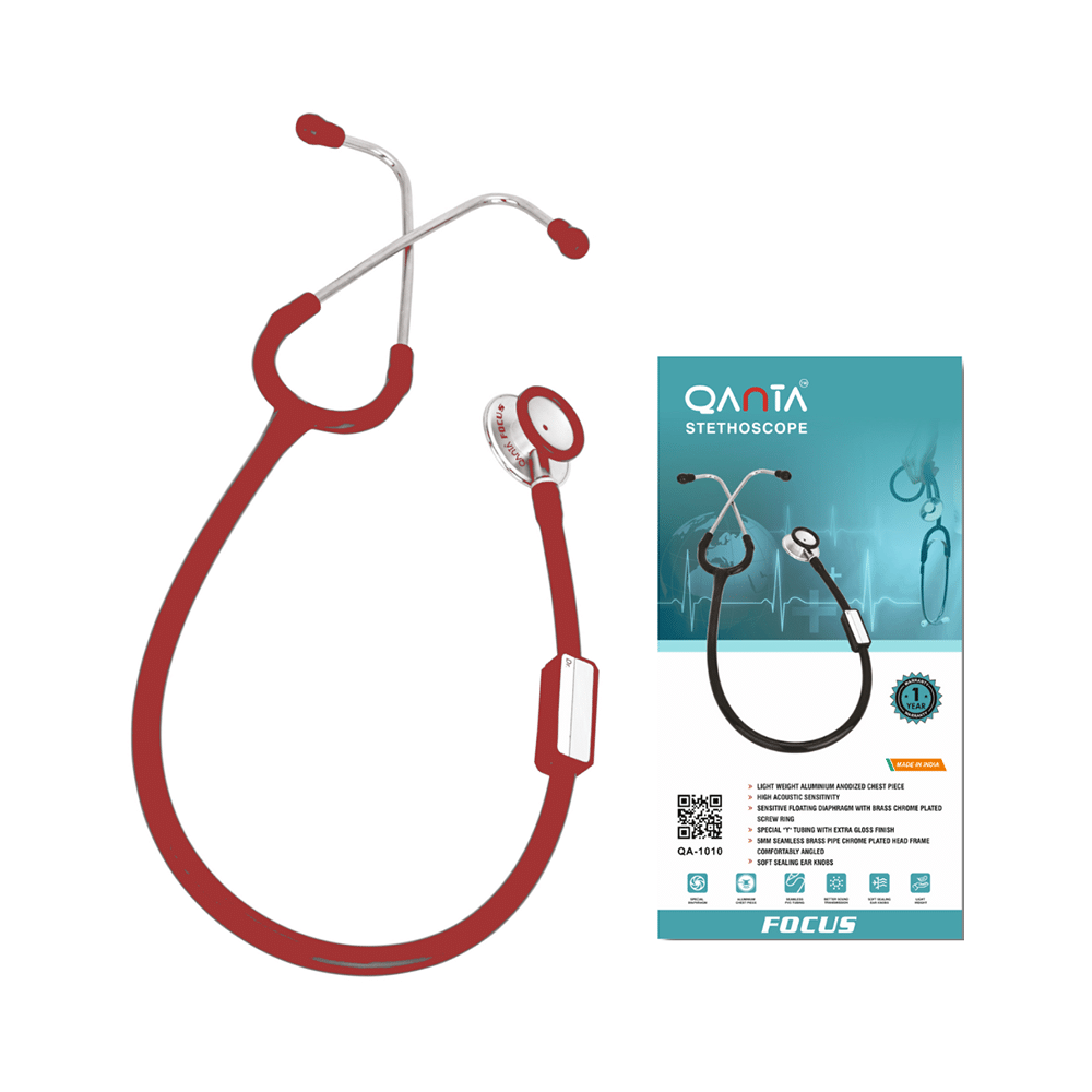 Qanta QA-1010 Stethoscope Focus With Aluminium Anodized Chest Piece Red