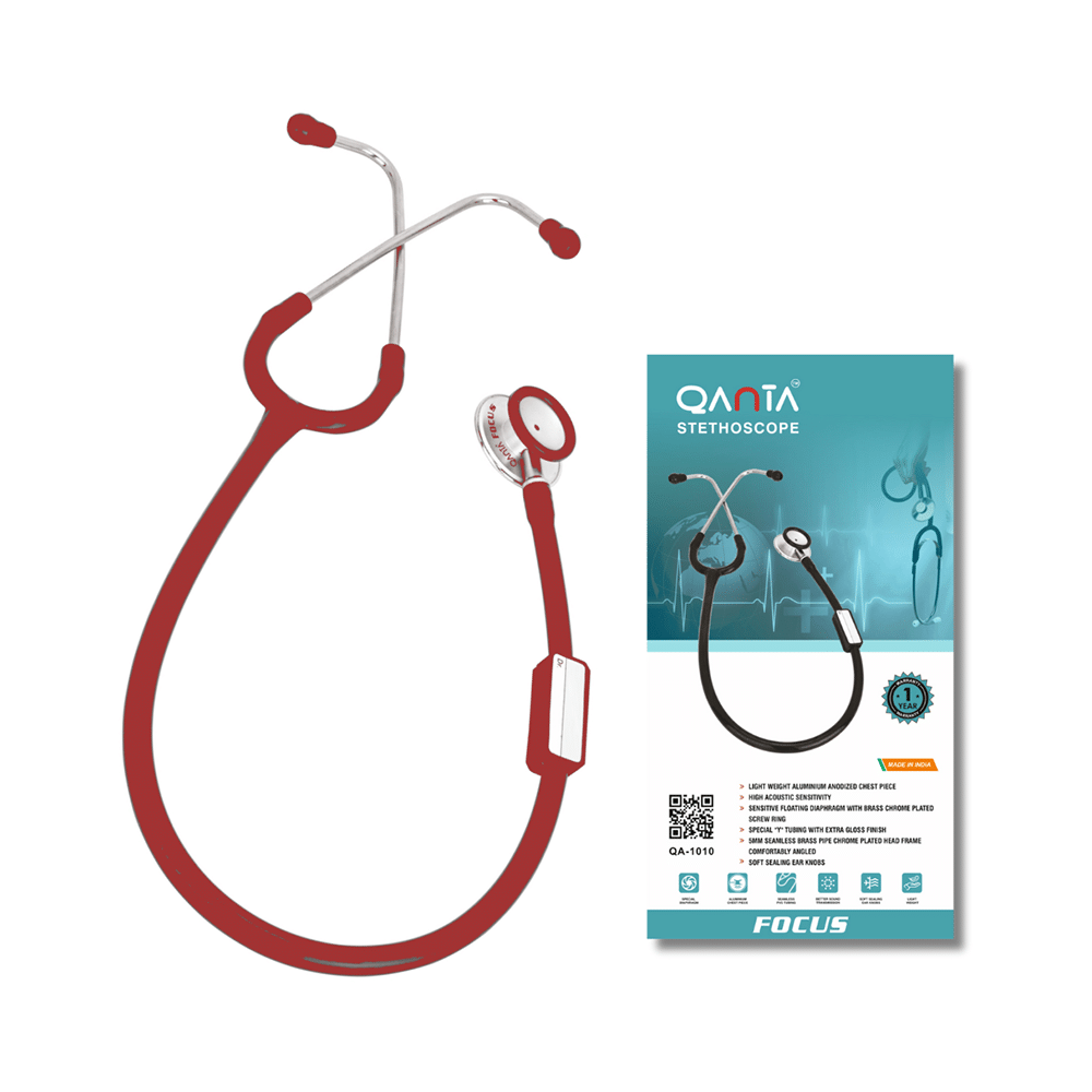 Qanta QA-1010 Stethoscope Focus With Aluminium Anodized Chest Piece Red - Image 6