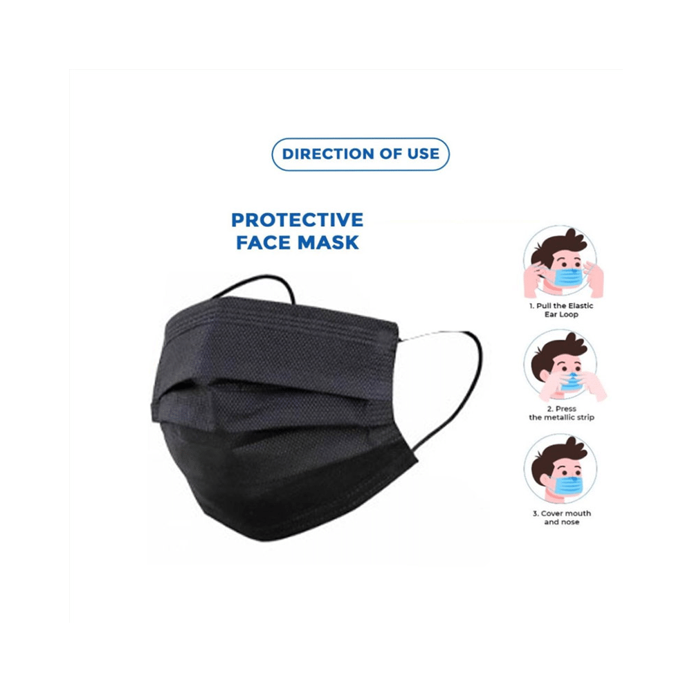 C Cure Protective Face Mask, 3 Ply Mask with Earloop (50 Each) Black Regular - Image 7