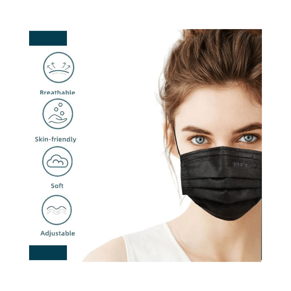C Cure Protective Face Mask, 3 Ply Mask with Earloop (50 Each) Black Regular - Image 6