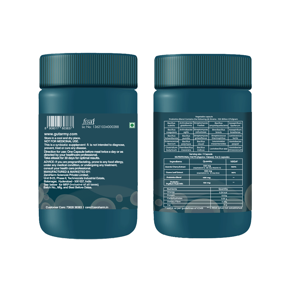 Zeroharm Sciences Gut Army Probiotics-Immunity Vegetable Capsule Capsule - Image 2